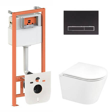Готове рішення Qtap для ванної кімнати: підвісний унітаз Scorpio Ultra Quiet + комплект інсталяції Nest 4 в 1 (лінійна клавіша, фото 1