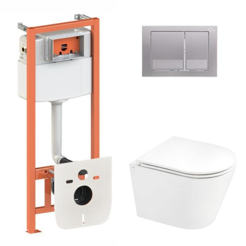 Готове рішення Qtap для ванної кімнати: підвісний унітаз Scorpio Ultra Quiet 520x365x365 +  комплект інсталяції Nest 4 в 1