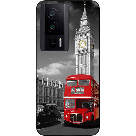 Оригінальний силіконовий чохол Case для Xiaomi Poco F5 Pro з картинкою Лондон, фото 1