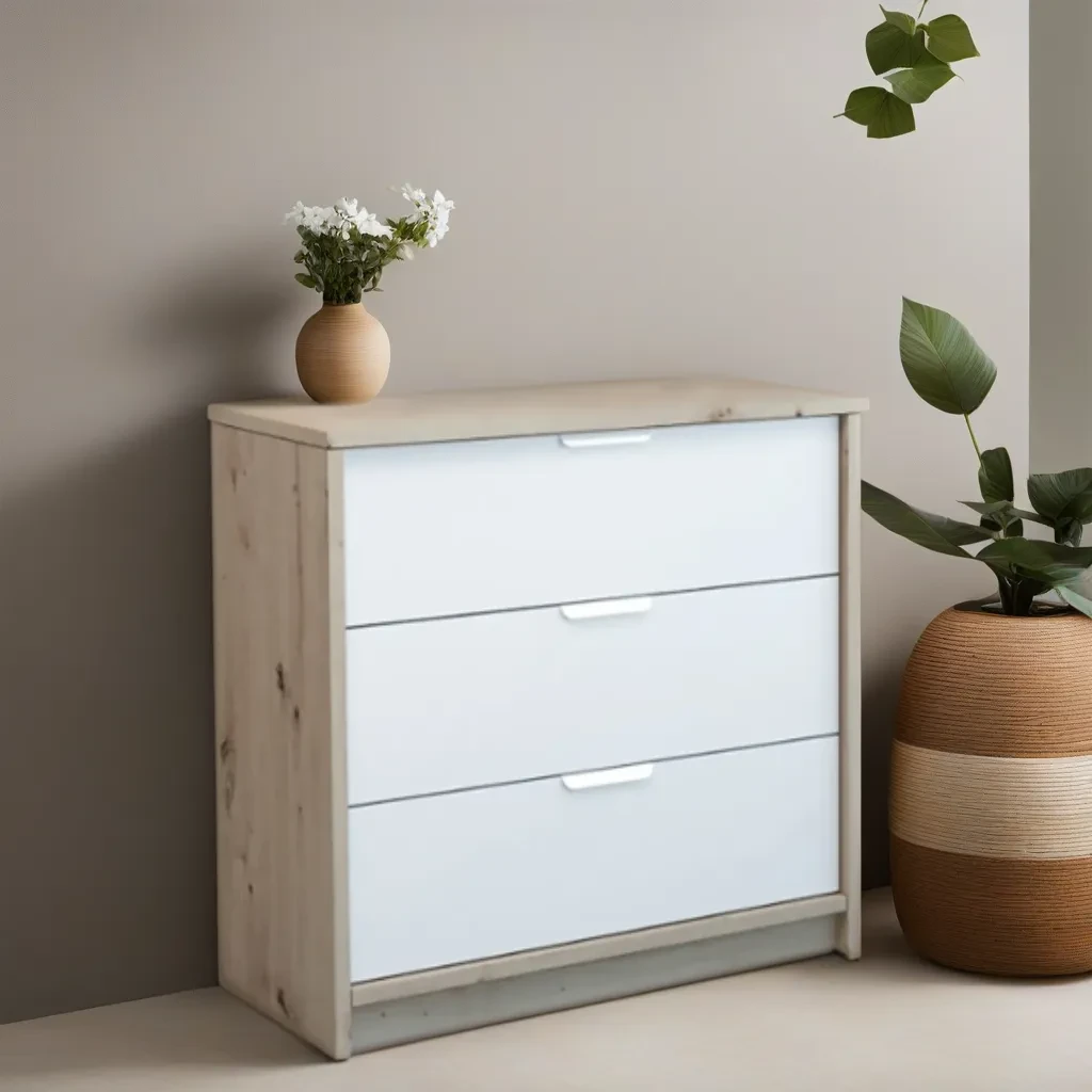 Широкий комод для речей у спальню та вітальню Містка тумба для одягу на 3 шухляди з еко дизайном Canyon 3 ММ, фото 1