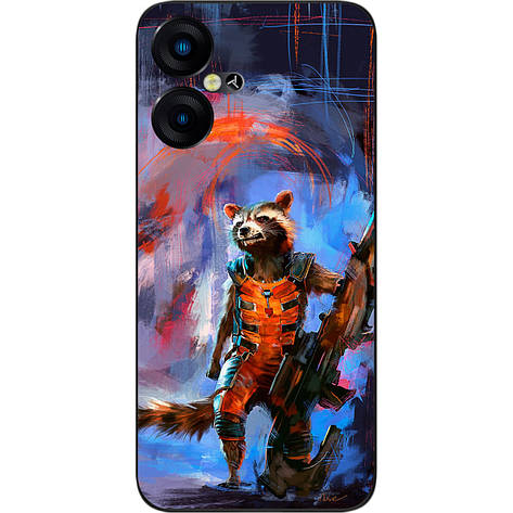 Силіконовий чохол Case для Tecno Pova Neo 3 (LH6n) з картинкою Єнот Ракета, фото 1