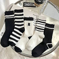 5 пар спортивных носков в стиле колледжа с вышитой прописной буквой R Чулки, женские носки и чулочно-носочные