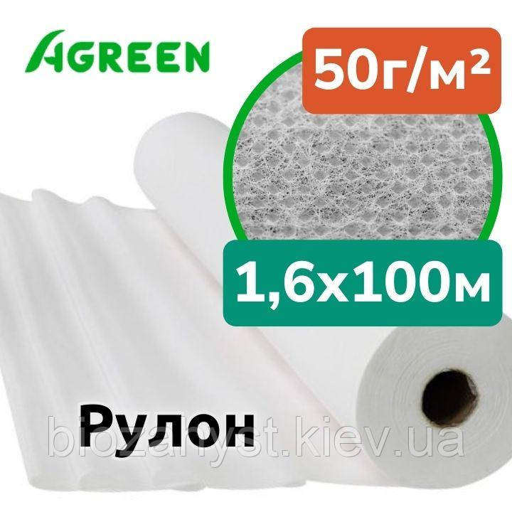 Агроволокно Біле 1,6х100м Agreen, Рулон | Агроволокно укривне, пропускає світло, дихає