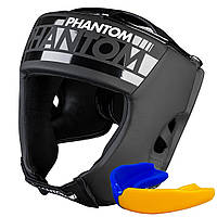 Боксерский тренировочный шлем Phantom APEX Open Face Head Protection Black (капа в подарок) r_2700