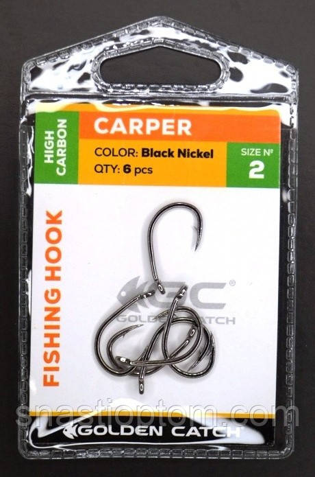 Гачки для лову риби, GC Carper, 6шт/уп, колір BN, розмір №2, фото 1