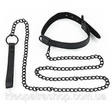 Бондаж нашивник Fetish Black Matt Collar With Leash, фото 2