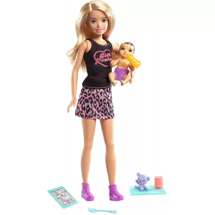Лялька Барбі Скіпер няня з дитиною Barbie Skipper Babysitters Inc. Blonde Doll & Baby GRP13