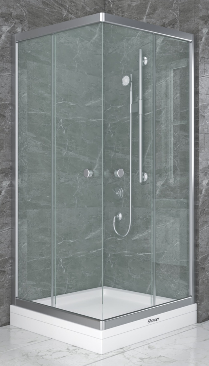 Душова кабіна 90*90*190 см квадратна без піддона, скло матове 6 мм SHOWER Saturn