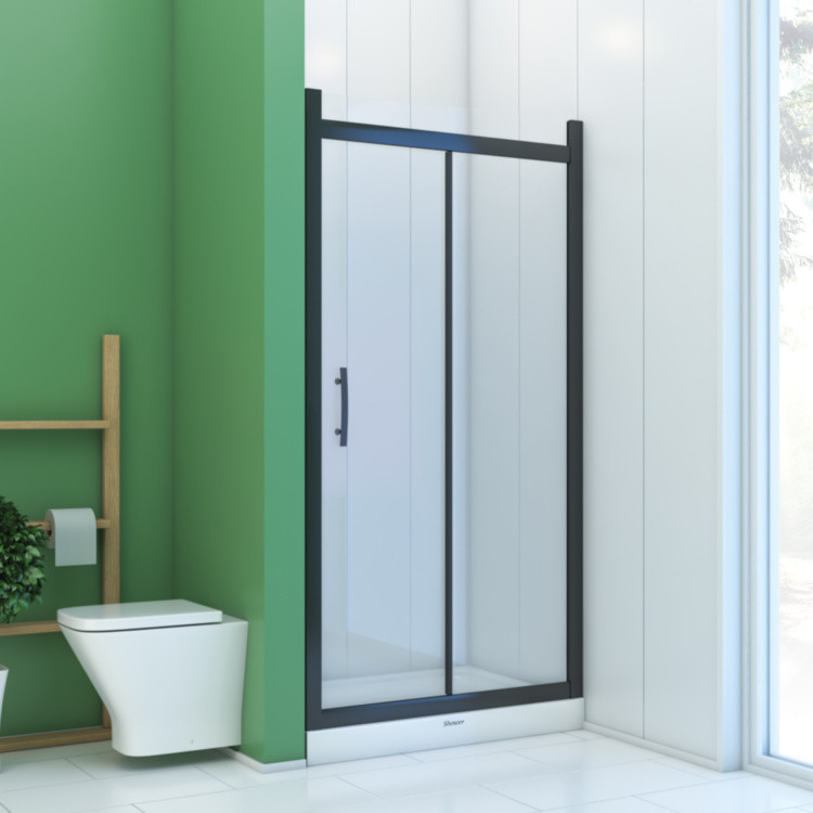 Душові двері 120*200 дві секції, скло матове 6 мм, профіль чорний Shower Icon