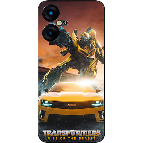 Силіконовий чохол Case для Tecno Pova Neo 3 (LH6n) з картинкою Трансформери Бамблбі та машина, фото 1