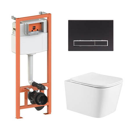 Готове рішення Qtap для ванної кімнати: підвісний унітаз Crow Ultra Quiet 490x360x290 + комплект інсталяції Nest 4 в 1 (лінійна, фото 1