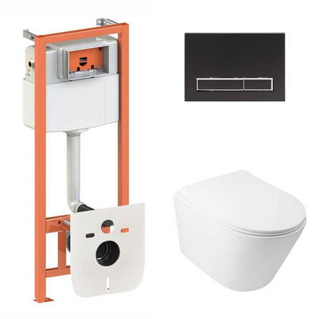 Готове рішення Qtap для ванної кімнати: підвісний унітаз Swan Ultra Quiet 485x360x320 + комплект інсталяції Nest 4 в 1 (лінійна, фото 1