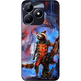 Силіконовий чохол Case для Realme C51 з картинкою Єнот Ракета