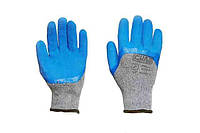 (new)Перчатки с вспененным латексным покрытием р10 (серый+синий)