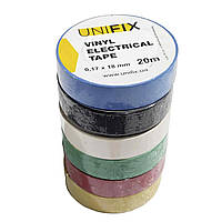 Набор изолент Unifix (черн, синяя, красн, жел, зел, бел) 0,17мм*18мм*20м