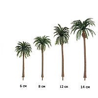 Пальма для миниатюры, набор 4 шт, высота 6-14 см для диорам, детского творчества