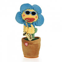 Мягкая игрушка танцующий поющий цветок-саксофонист Синий FM227