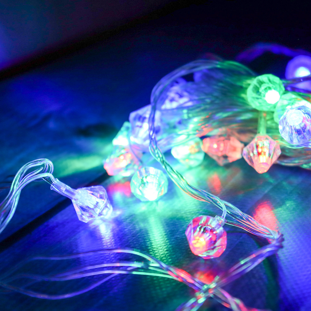 Новорічна блискуча LED гірлянда на 20 лампочок Діамант 5м прозорий провід