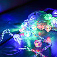 Новогодняя сверкающая LED гирлянда на 20 лампочек Алмаз 5м прозрачный провод