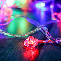 Новорічна блискуча LED гірлянда на 20 лампочок Діамант 5м прозорий провід, фото 2