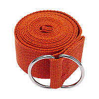Ремень для йоги EasyFit Черный полиэстер, хлопок + хромированная сталь Оранжевый