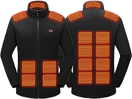 Чоловіча флісова кофта на блискавці з підігрівом Чорний, 3XL