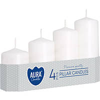 Набір свічок 4 шт. циліндр Bispol AURA Candles Білі (sw50/4-090)