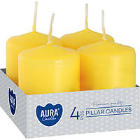 Набір свічок 4 шт. циліндр Bispol AURA Candles Жовті (sw40/60-010)