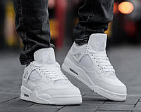 Кроссовки мужские зимние кожаные Nike Air Jordan IV Winter белые кеды утепленные высокие ботинки