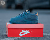 Кроссовки мужские кожаные Nike Air Force 1 Low Blue кеды из натуральной кожи найк айр форс