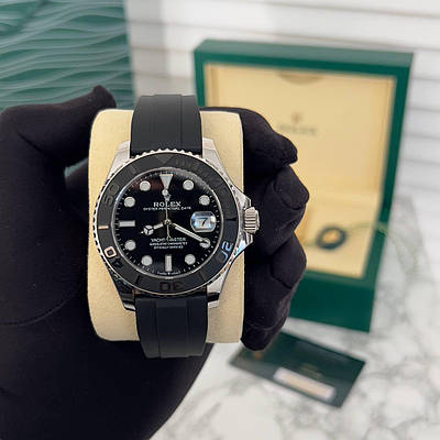 Годинник наручний чоловічий Rolex Yacht-Master 42 Silver-Black