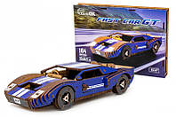 Дерев'яний 3D конструктор "Fast Car GT" Puz-26915 164 дет., синій, р. моделі 23*6*11 см. PuzzleOk