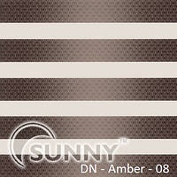 Рулонні штори для вікон День Ніч в закритій системі Sunny з П-подібними направляючими, тканина DN-Amber.