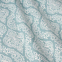 Декоративная ткань белые узоры на голубом фоне Турция 84586v7