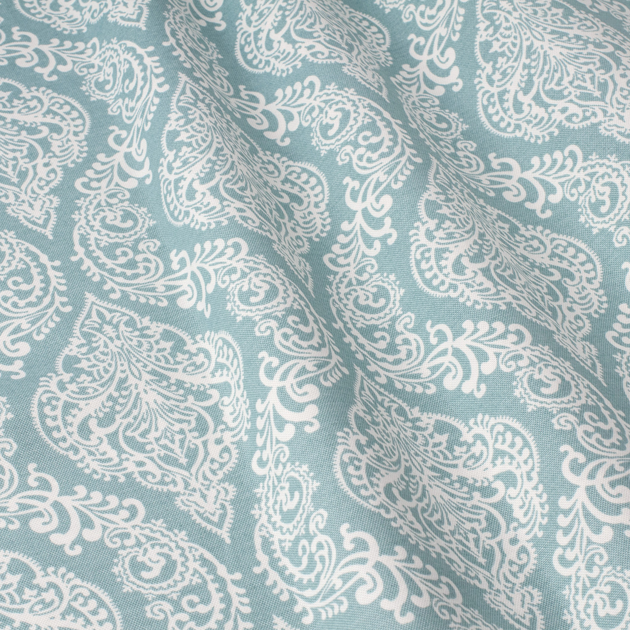 Декоративная ткань белые узоры на голубом фоне Турция 84586v7 - фото 1 - id-p2034687333