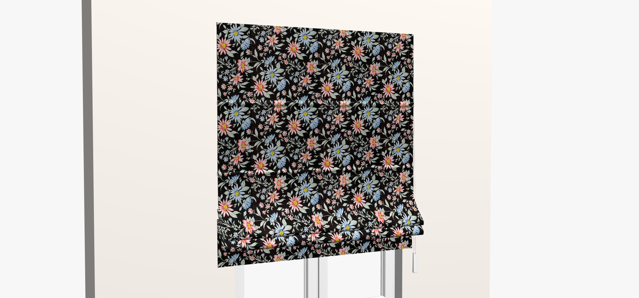 Декоративная ткань голубые и розовые цветы на черном Турция 84498v2 - фото 6 - id-p2034687339