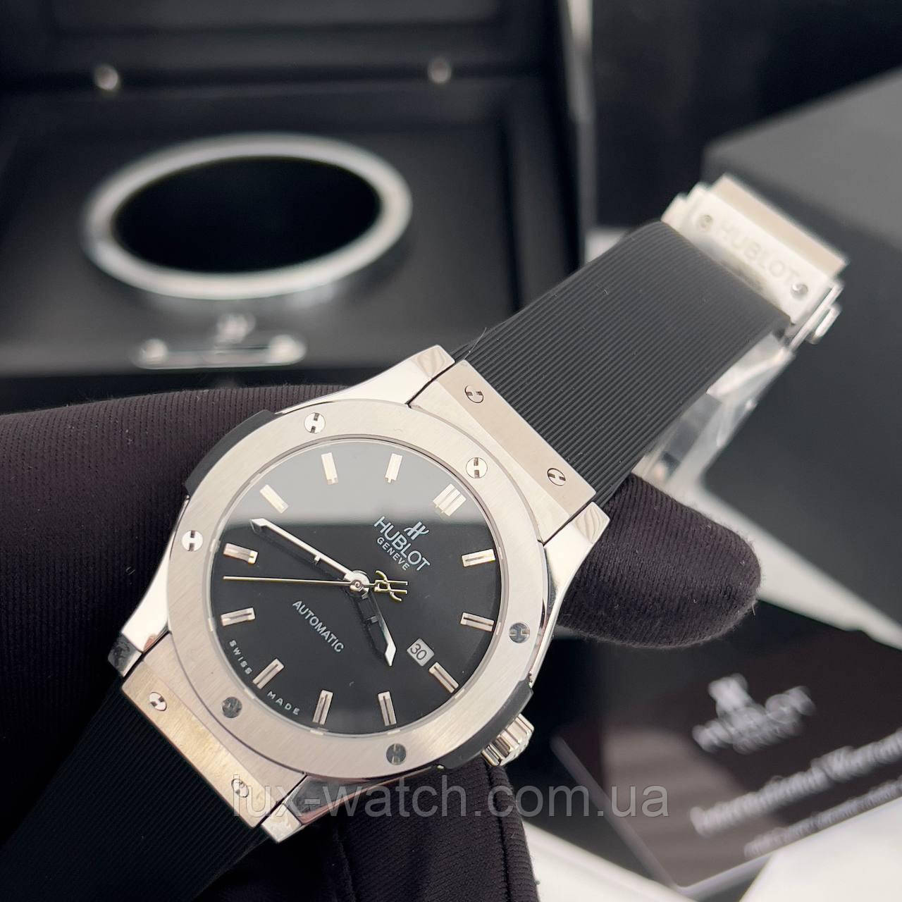 Модний наручний годинник Hublot Classic Fusion Automatic Silver-Black