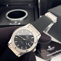 Модные наручные часы Hublot Classic Fusion Automatic Silver-Black