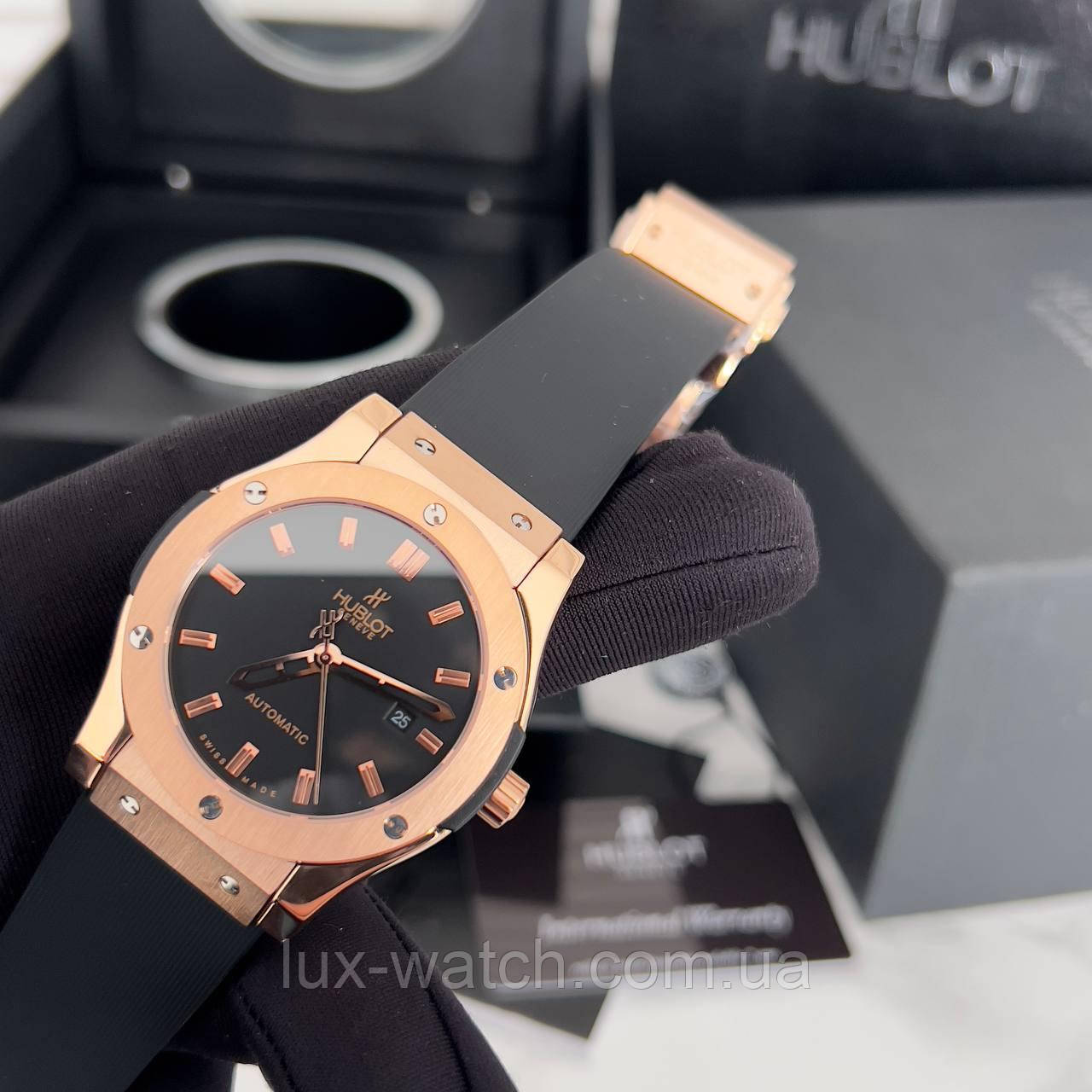 Модний наручний годинник Hublot Classic Fusion Automatic Silver-Black