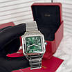 Елегантний наручний годинник Cartier Santos Silver-Green, фото 3