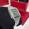 Елегантний наручний годинник Cartier Santos Silver-Green, фото 6