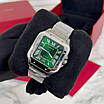 Елегантний наручний годинник Cartier Santos Silver-Green, фото 10