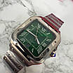 Елегантний наручний годинник Cartier Santos Silver-Green, фото 8