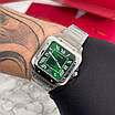 Елегантний наручний годинник Cartier Santos Silver-Green, фото 11