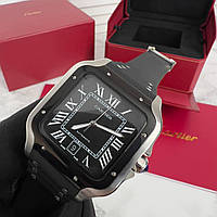 Часы наручные мужские Cartier Santos Silver-Black