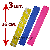 Набор 3 игрушки антистресс Сквидопоп силиконовая лента с липучками Masyasha , 26 см желтая, голубая и розовая