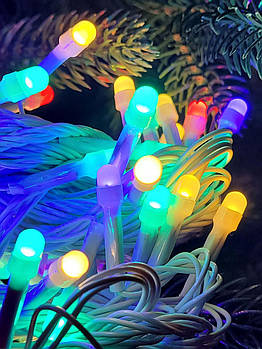 Гірлянда на ялинку LED RGB білий дріт, 200 різнобарвних лампочок