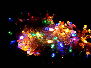 Гірлянда на ялинку LED M-1 прозорий дріт, 300 різнобарвних лампочок