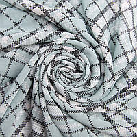 Ткань шифон принт клітина бірюза