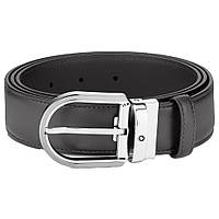 Ремень Montblanc Horseshoe Buckle Grey 35 mm Leather Belt черный 129437